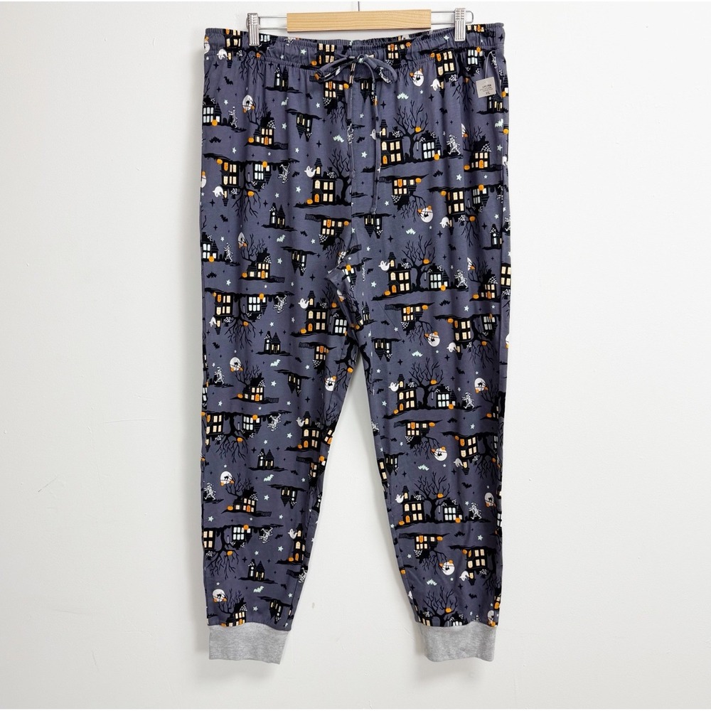 Macy's Pajama Mens XXL Halloween Haunted House Jogger Style NWT Family PJs